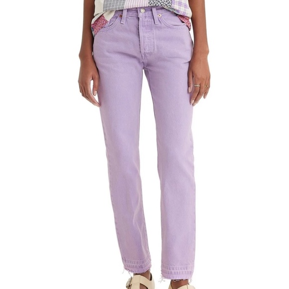 Levi's Denim - Levi’s 501 Original, High Rise, Straight Leg Raw Hem, Purple Rose, W28 NW